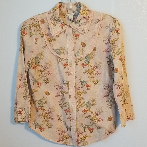 Anthropologie Odille pink floral top - Picture 2 of 6